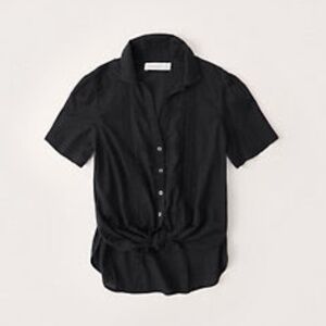 Abercrombie Women's Button-Up Tie-Front Lace Top - Black - Small - NWT
